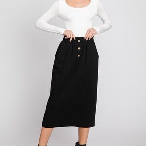 Elegant Black Button-Front Skirt
